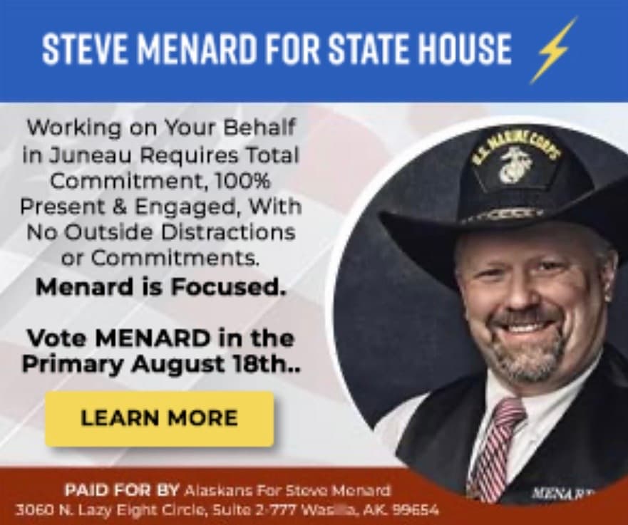 Steve Menard campaign ad for State House featuring a man in a Marine cowboy hat.